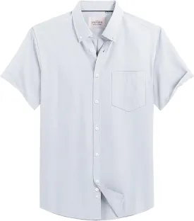 Alimens & Gentle Men's Short Sleeve Oxford Shirt Regular Fit Button Down Collar Shirts with Pocket