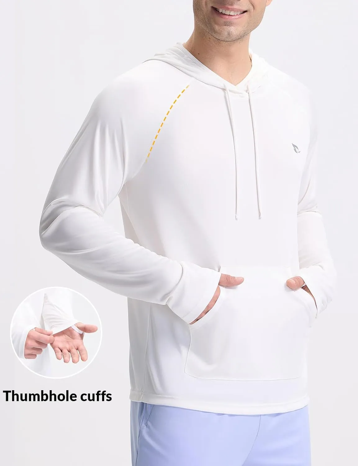 baleaf Men's Rash Guard with Kangaroo Pocket UPF 50  Swim Shirts Long Sleeve Water Sun Protection Hoodie Swimsuit