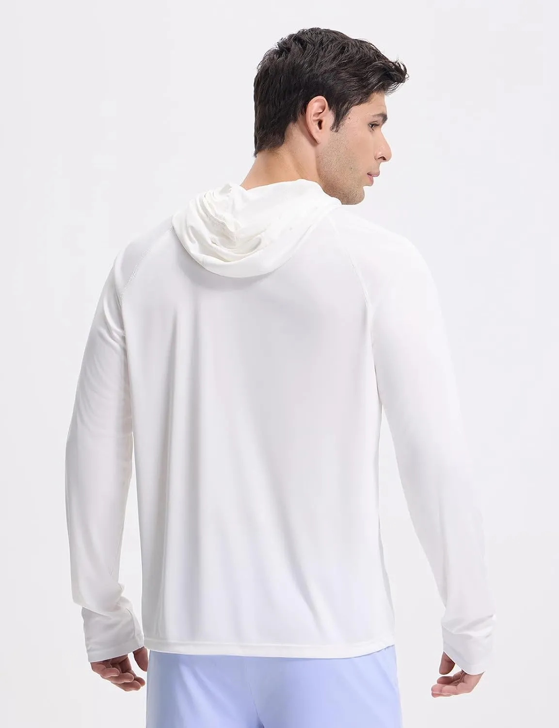 baleaf Men's Rash Guard with Kangaroo Pocket UPF 50  Swim Shirts Long Sleeve Water Sun Protection Hoodie Swimsuit
