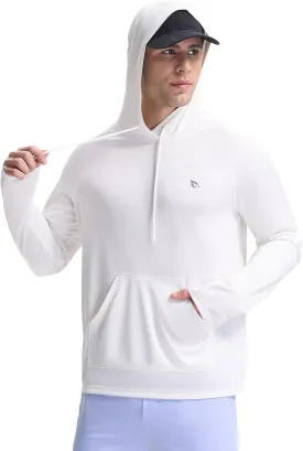 baleaf Men's Rash Guard with Kangaroo Pocket UPF 50  Swim Shirts Long Sleeve Water Sun Protection Hoodie Swimsuit