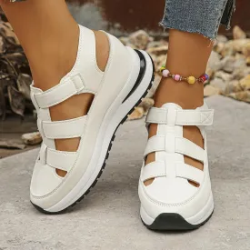 Bootara Shoes, Women's Plus Size Hollow-Out Casual Sandals, Closed Toe Platform Sandals Height-Boosting Thick Sole