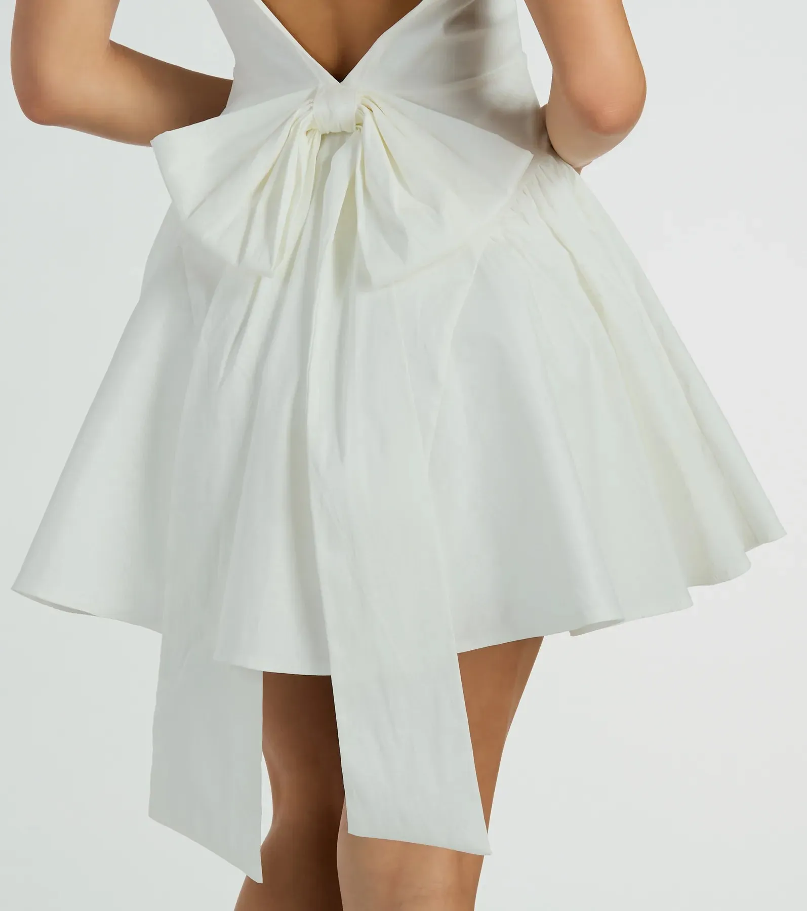 Brenda Low Back Bow Taffeta Skater Dress