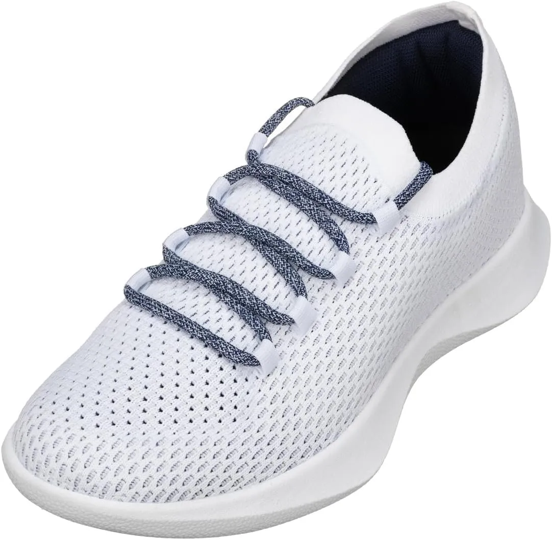 CALTO Men's Invisible Height Increasing Elevator Shoes - White/Blue Ultra Lightweight Sporty Sneakers - 2.4 Inches Taller - Q083 - Size 7 D(M) US