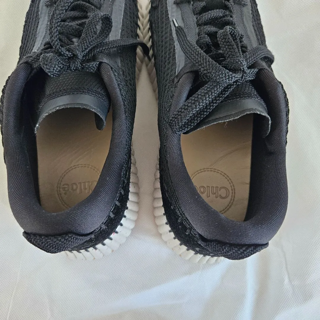 Chloè Nama embroidered suede and recycled-mesh sneakers