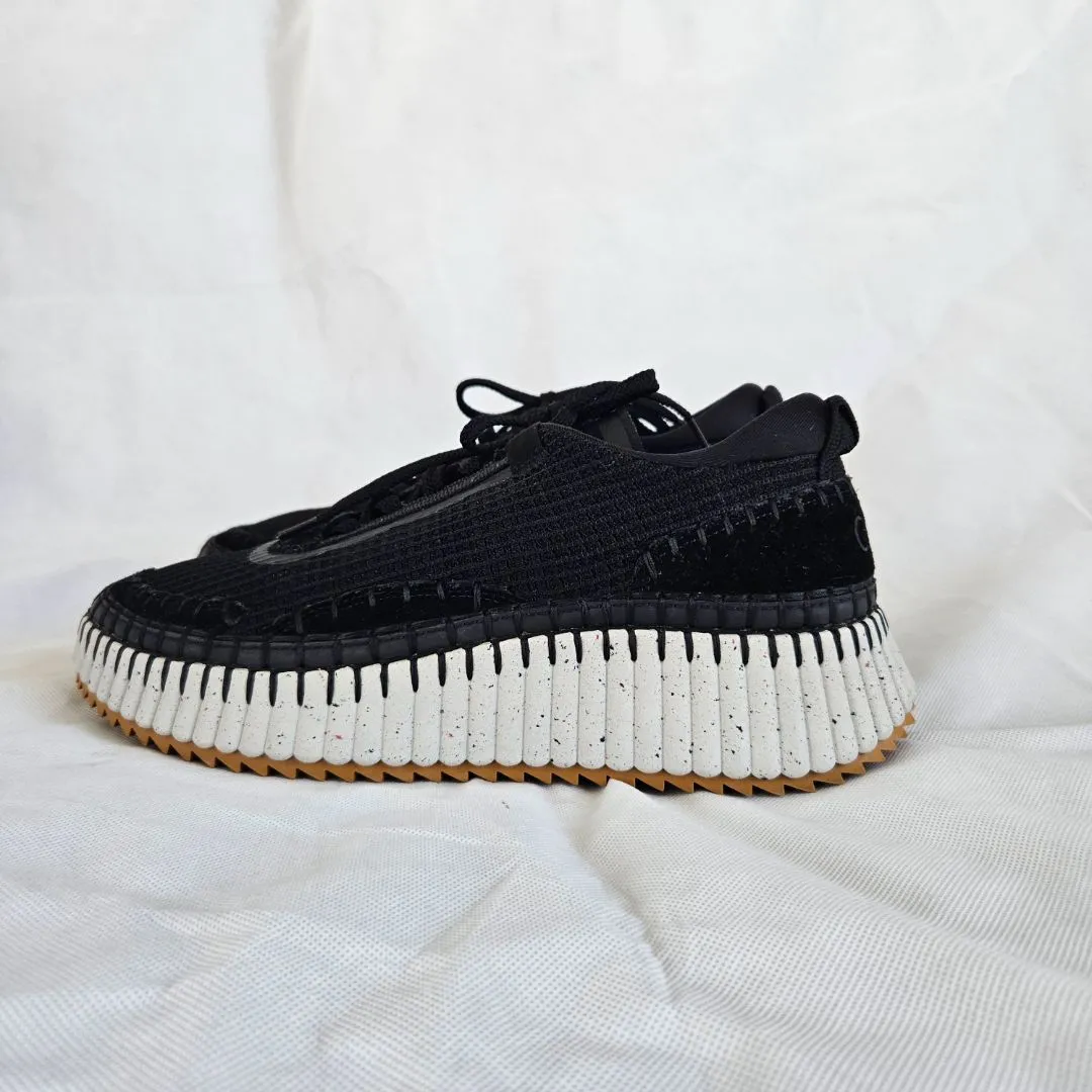 Chloè Nama embroidered suede and recycled-mesh sneakers
