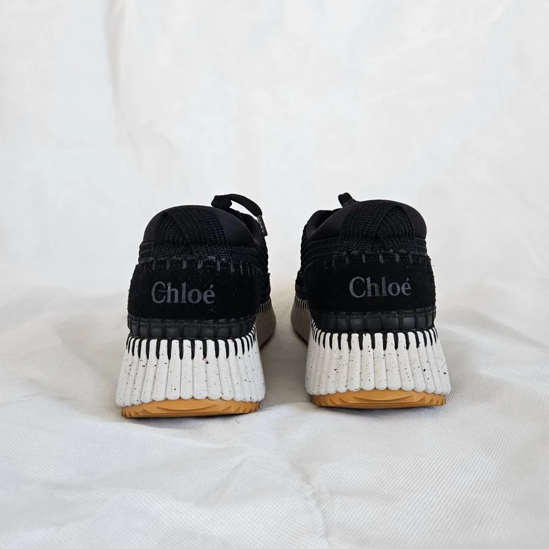 Chloè Nama embroidered suede and recycled-mesh sneakers