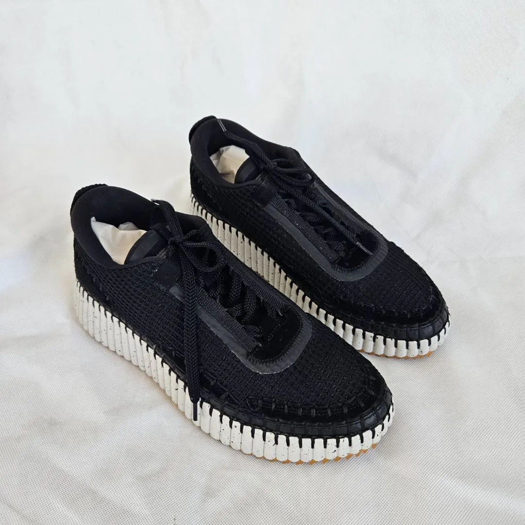 Chloè Nama embroidered suede and recycled-mesh sneakers