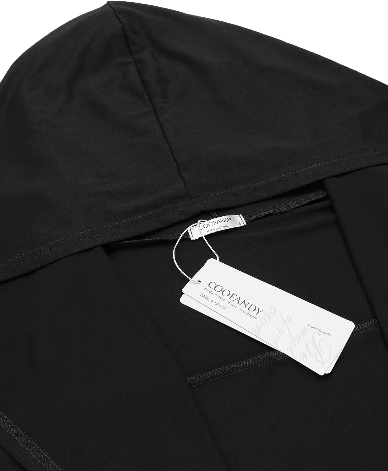 COOFANDY Long Hooded Cardigan Ruffle Shawl Collar Open Front Lightweight Drape Cape Overcoat with Pockets