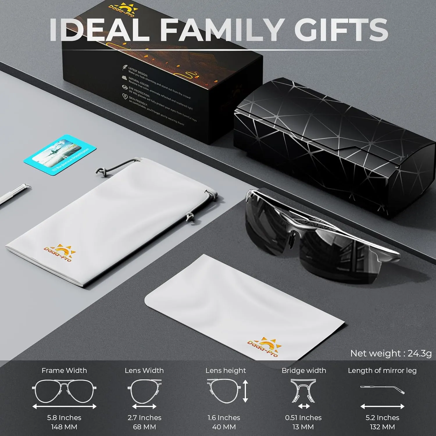 DADA-PRO Polarized Sunglasses Men Sport Driving Sun Glasses Ultralight Al-Mg Mirrored Shades UV400 Protection