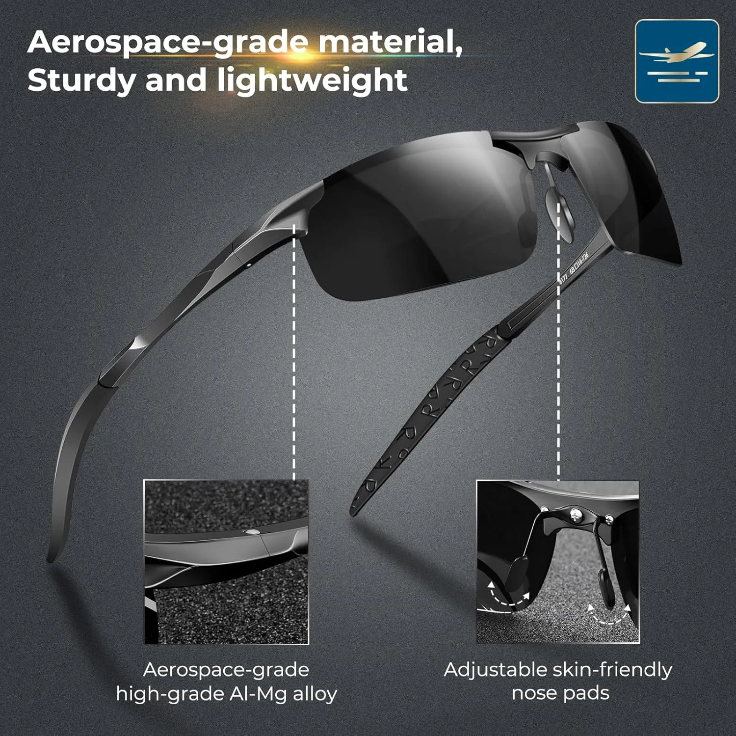 DADA-PRO Polarized Sunglasses Men Sport Driving Sun Glasses Ultralight Al-Mg Mirrored Shades UV400 Protection
