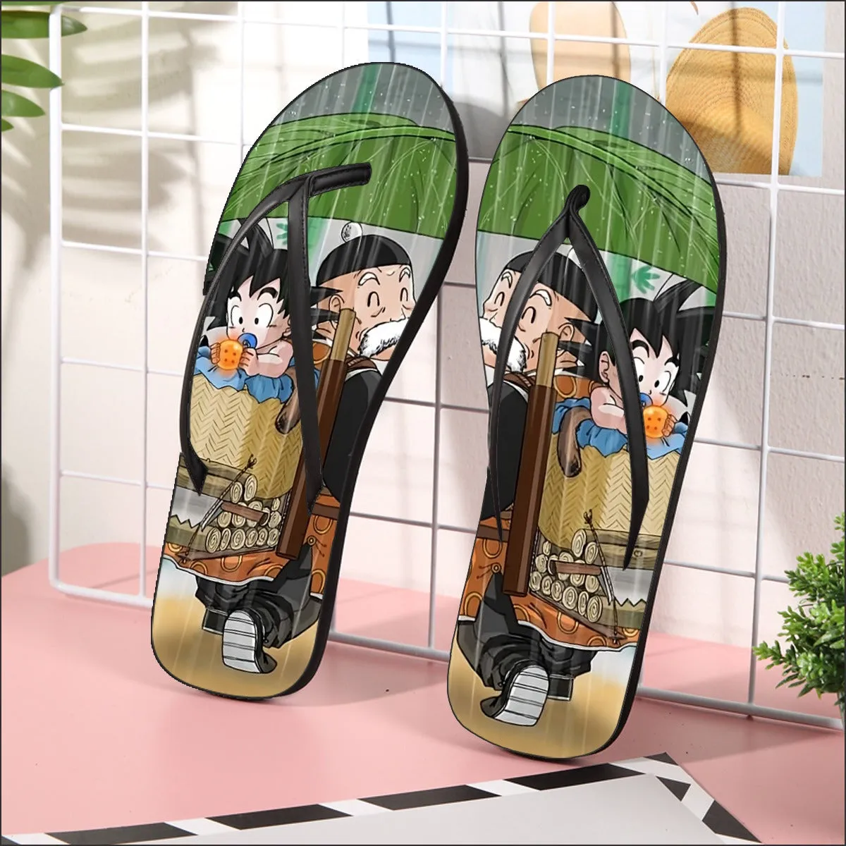 DBZ Kid Goku Super Saiyan Grandpa Gohan Cover Rain Cute Design  Flip Flops