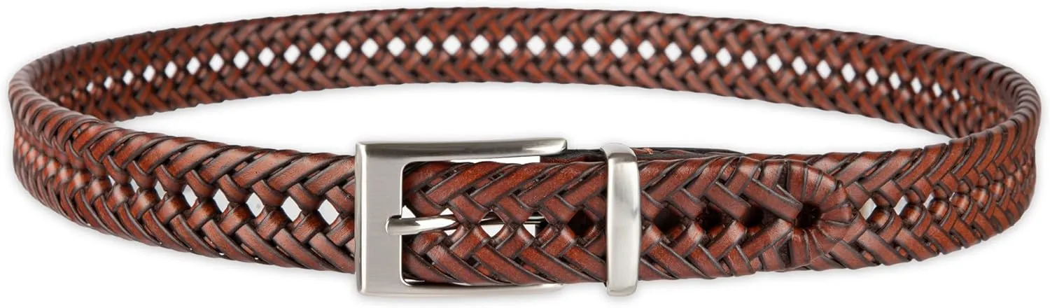Dockers Men??s Leather Braided Fully Adjustable Belt