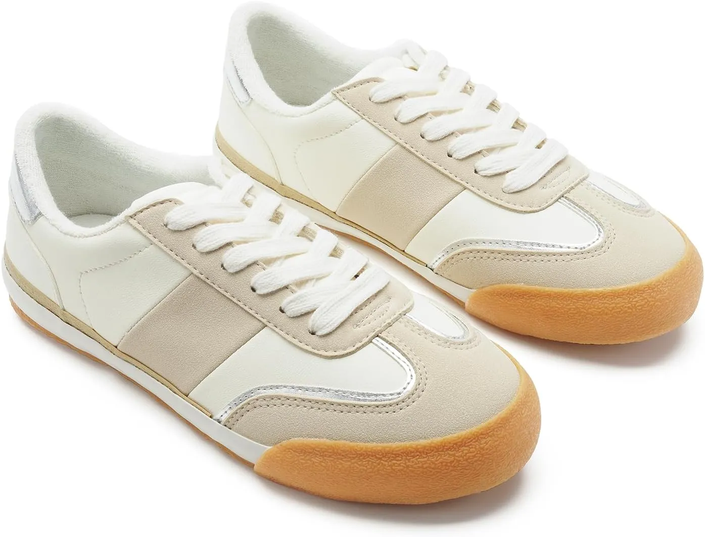 FUNKYMONKEY Women Fashion Sneakers Lace Up Comfort Casual Tennis Skate Shoes Lightweight Anti Slip Walking Footwear