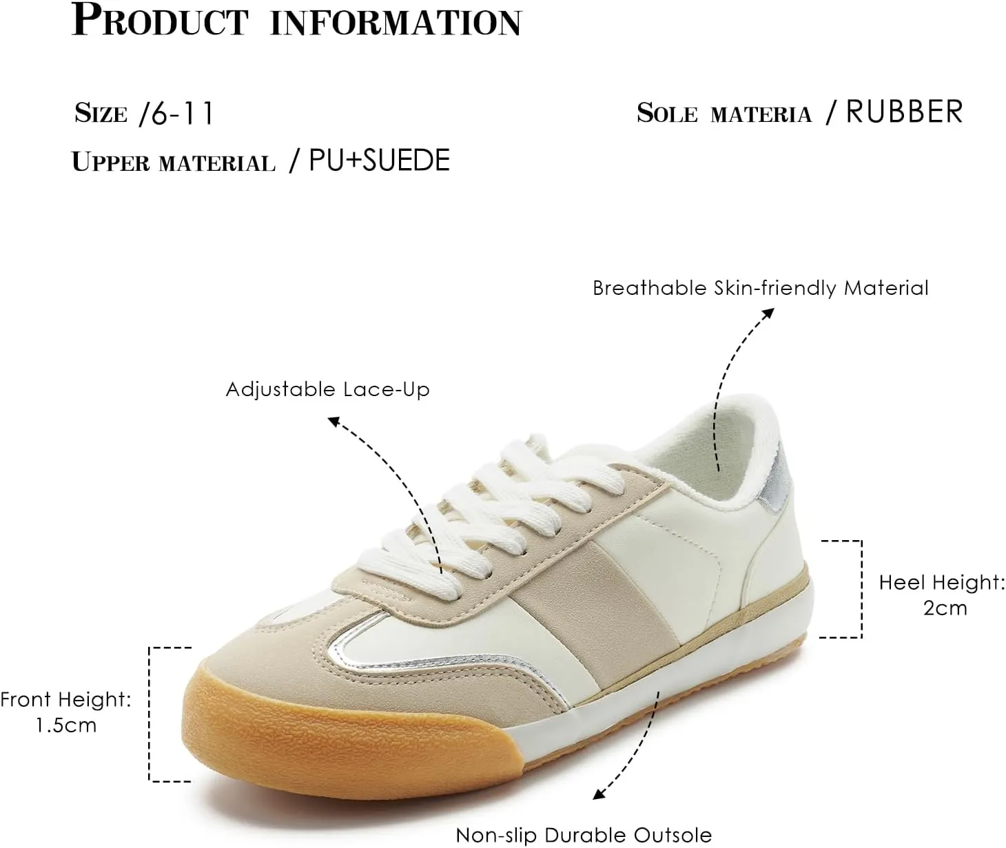 FUNKYMONKEY Women Fashion Sneakers Lace Up Comfort Casual Tennis Skate Shoes Lightweight Anti Slip Walking Footwear