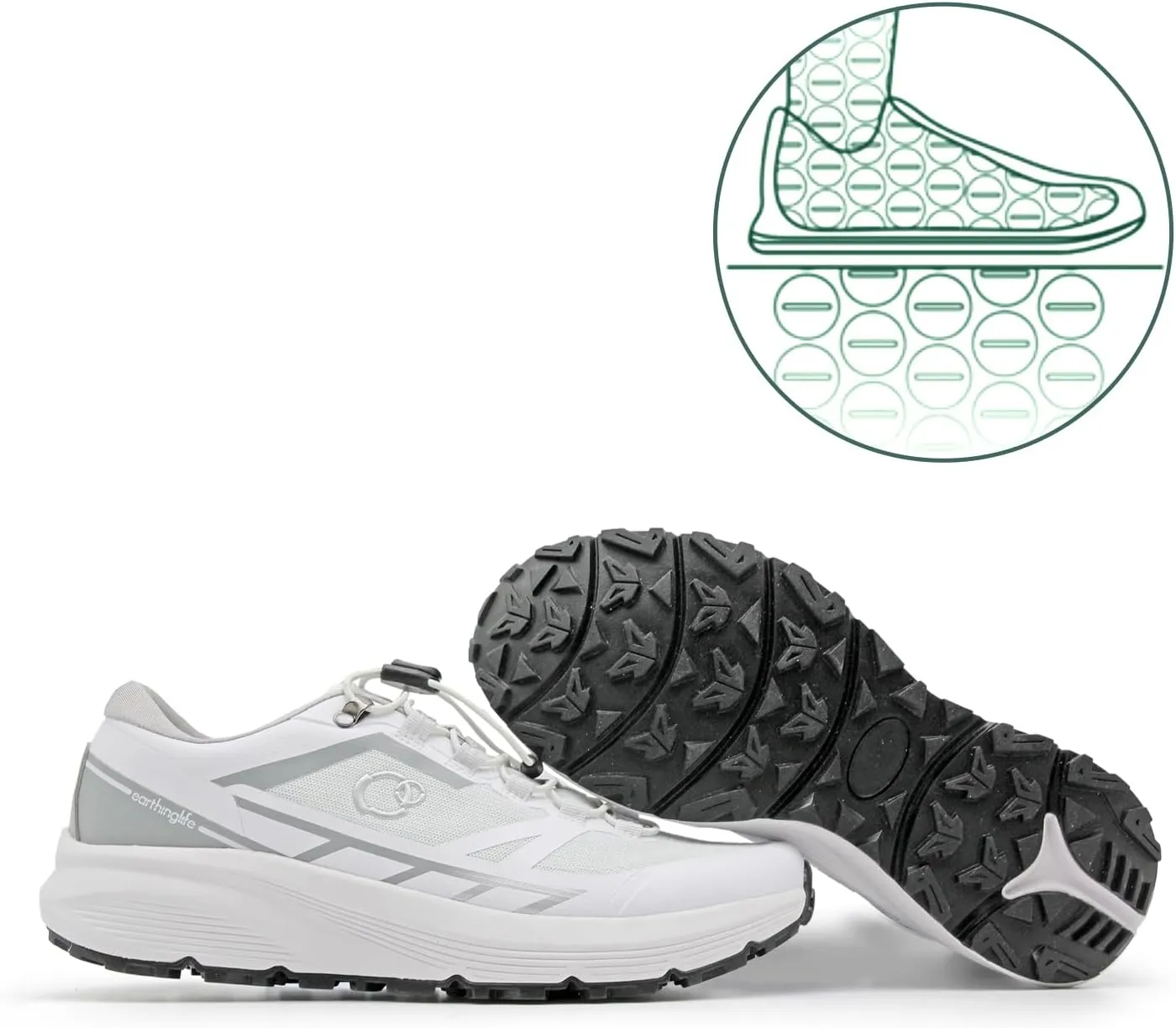 grounding Trail Running Shoe for Men Connect to Earth for natual Healing, Waterproof Hiking Shoes Anti-Slip Rubber Outsole for Walking