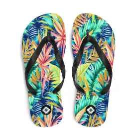 Hawaiian Tropical Leaves Flip Flops