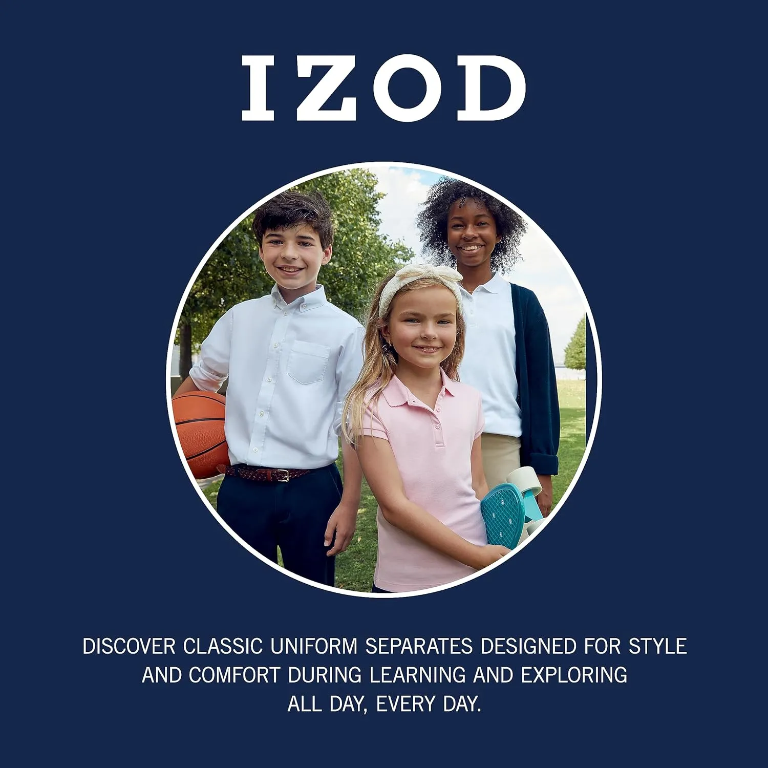 IZOD Uniform Young Men??s Short Sleeve Button-down Oxford Shirt