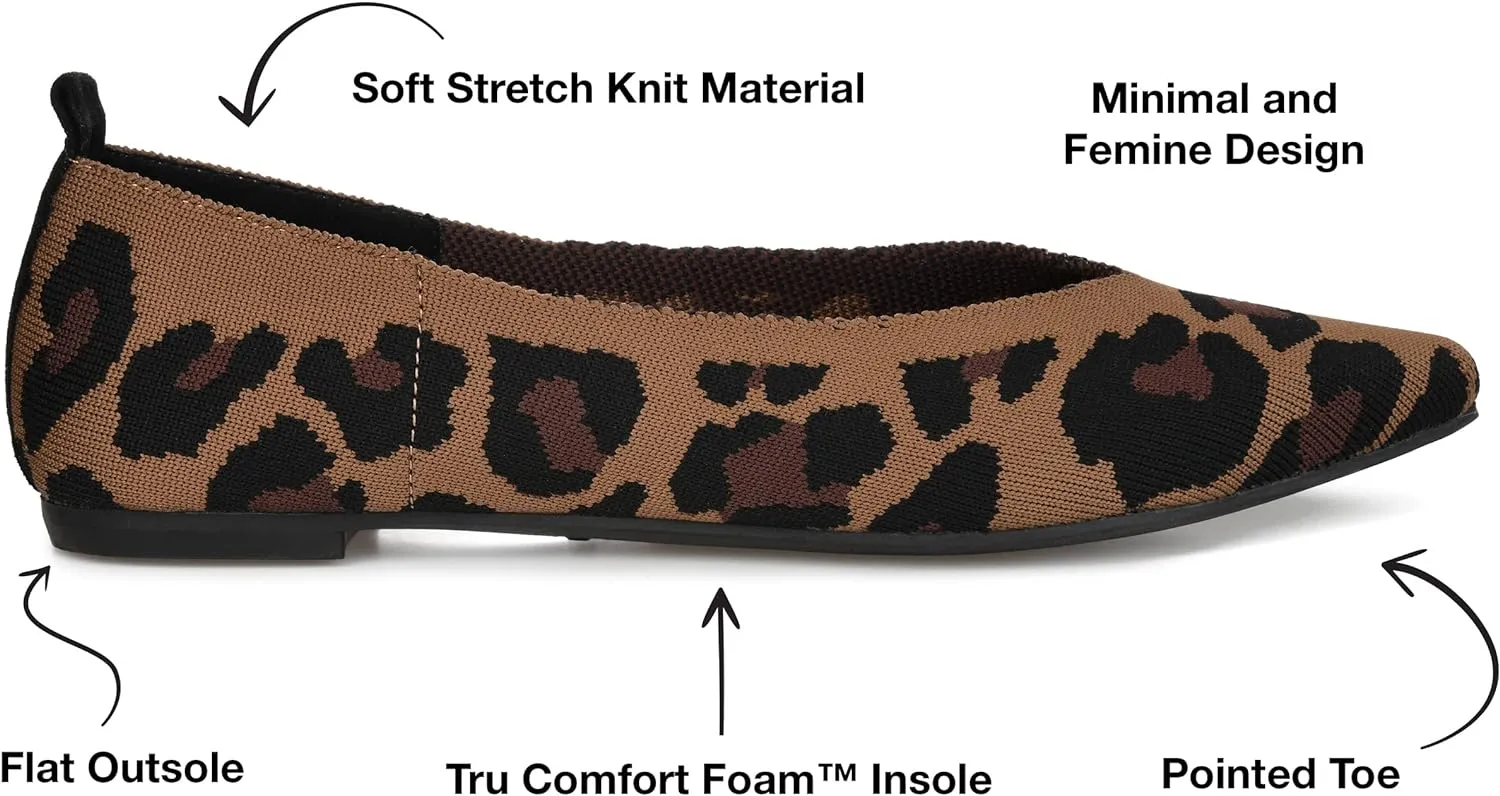 Journee Collection Women's Tayleen Slip On Pointed Toe Ballet Flats  Color Leopard Size 7.5M