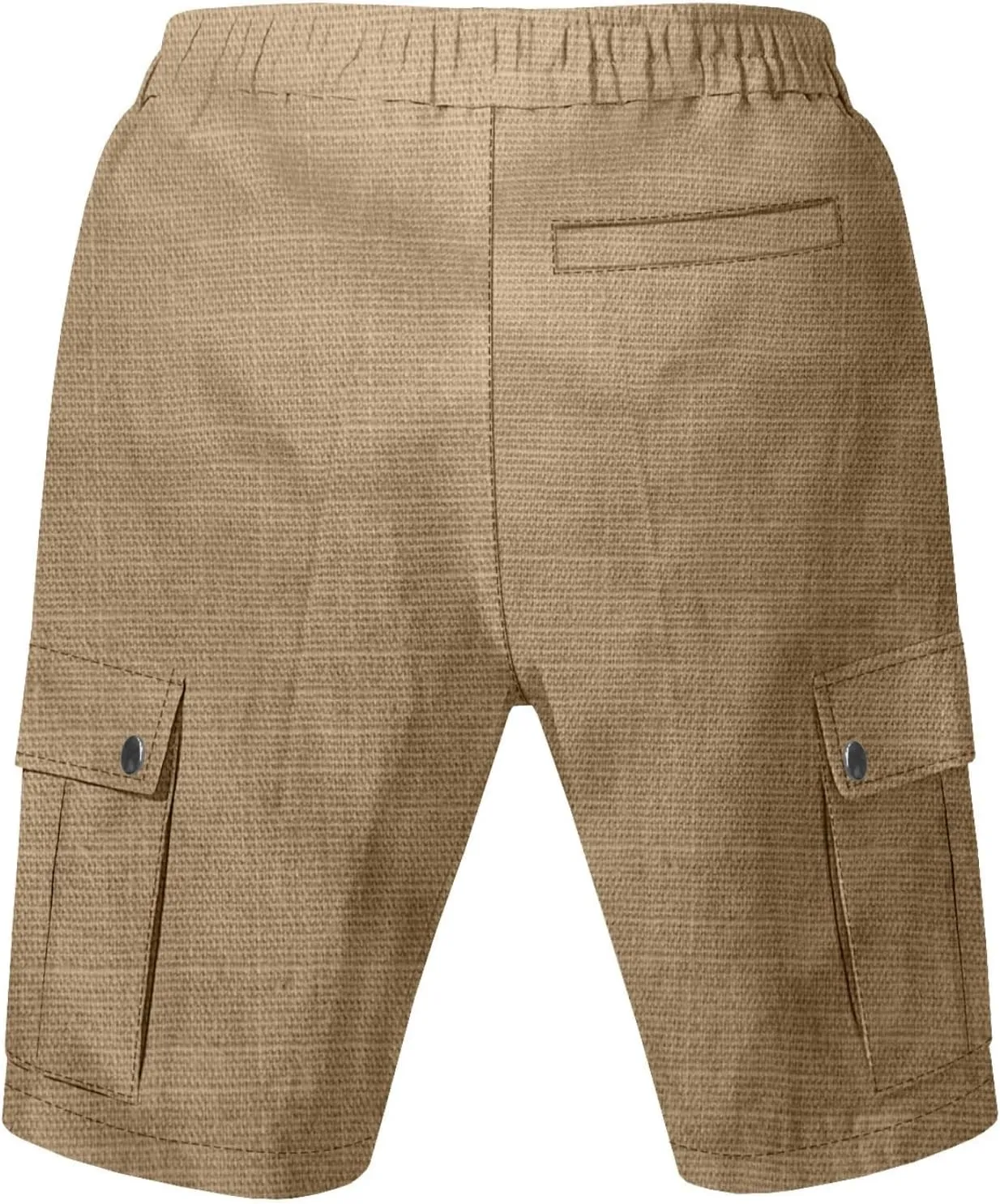 Linen Cargo Pants for Men 2025 Summer Casual Drawstring Elastic Waist Shorts Loose Fit Bermuda Shorts