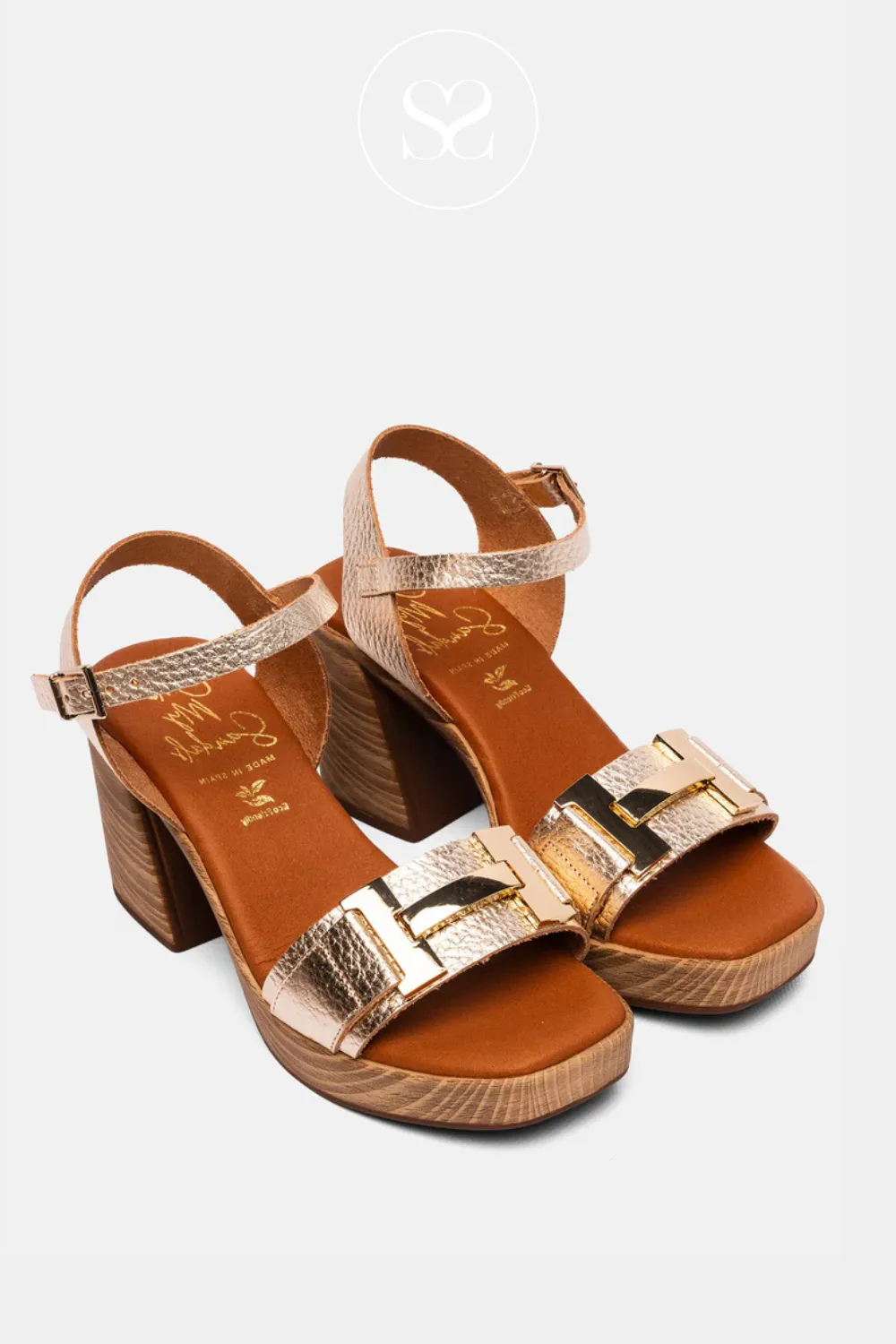 OH MY SANDALS 5636 GOLD BLOCK HEEL PLATFORM SANDAL