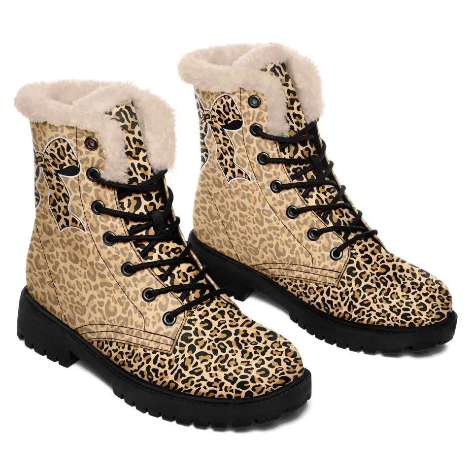 Unique Gift,Personalized Leopard Boots, Custom Fashion Winter Boots, Comfortable Unisex Boots