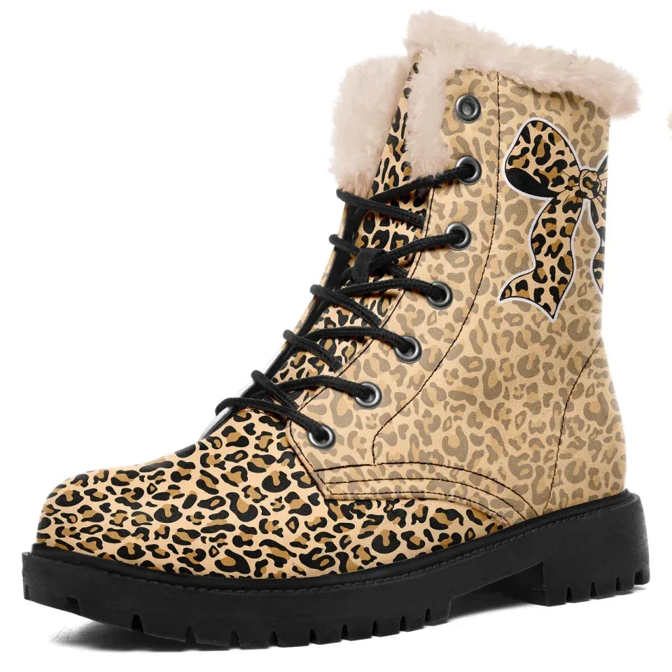 Unique Gift,Personalized Leopard Boots, Custom Fashion Winter Boots, Comfortable Unisex Boots
