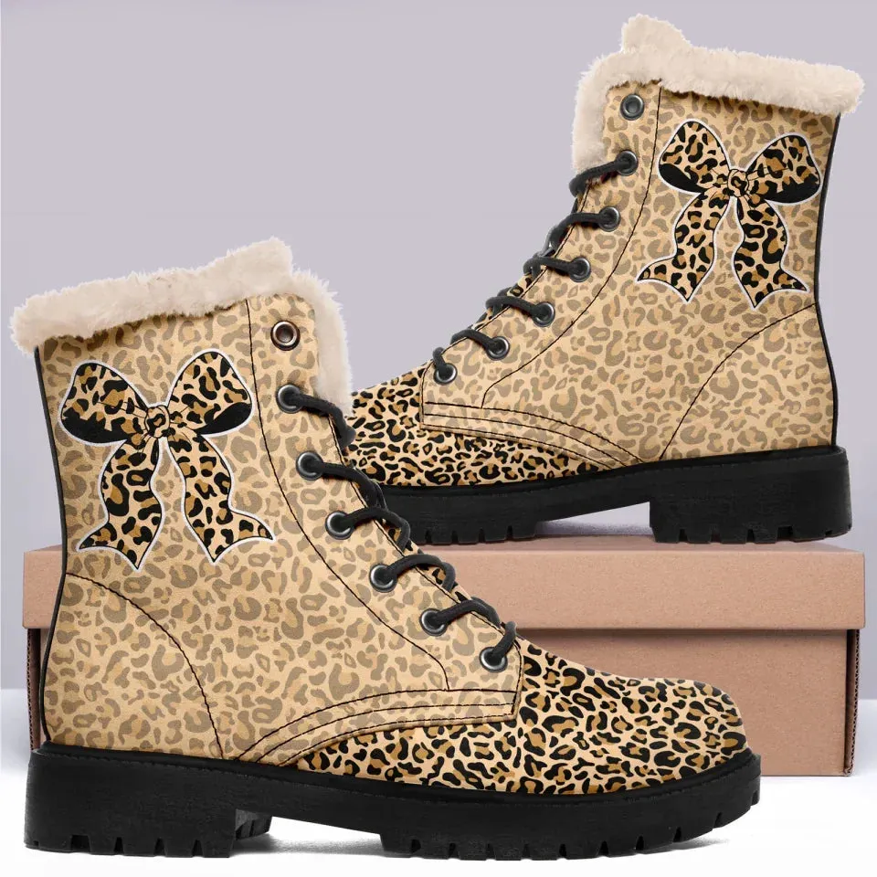 Unique Gift,Personalized Leopard Boots, Custom Fashion Winter Boots, Comfortable Unisex Boots