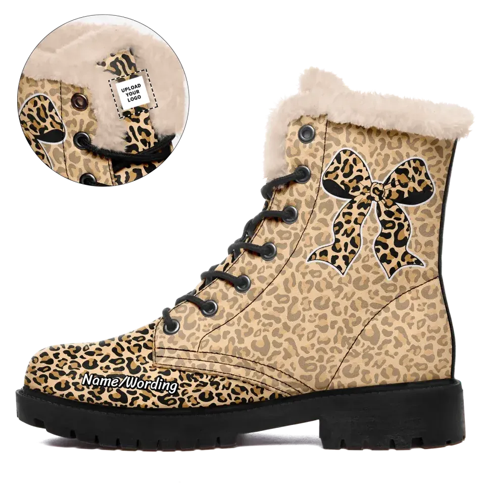 Unique Gift,Personalized Leopard Boots, Custom Fashion Winter Boots, Comfortable Unisex Boots