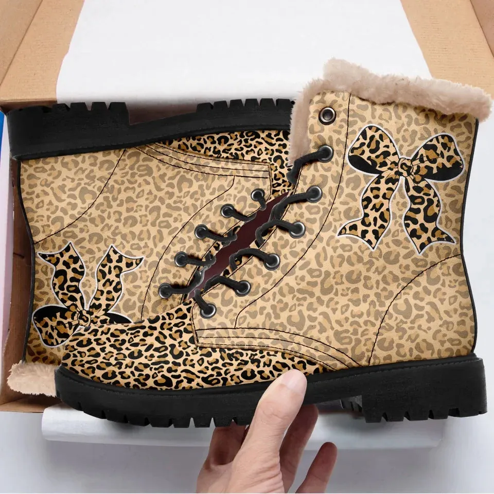 Unique Gift,Personalized Leopard Boots, Custom Fashion Winter Boots, Comfortable Unisex Boots