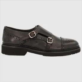Woman's Brogue Double Monk Leather in Testa Di Moro (GRD611/6)